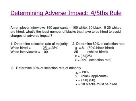 adverse impact analysis statistical tests|4 5ths rule example.